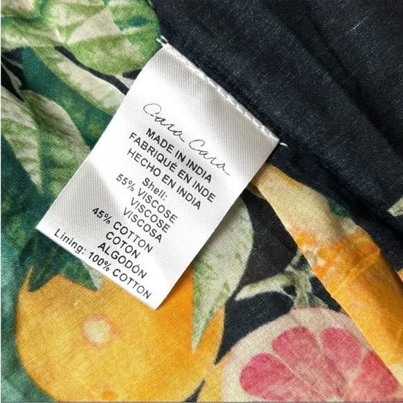 CARA CARA Fruit Print Square Neck Sleeveless Open Back Ruffle Tier Midi Dress L - Picture 12 of 15